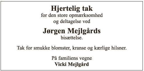 Takkeannonce - Jørgen Mejlgård