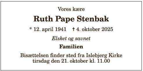 Ruth Pape Stenbak - 1210387446