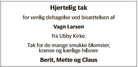 Vagn Larsen - Takannonce