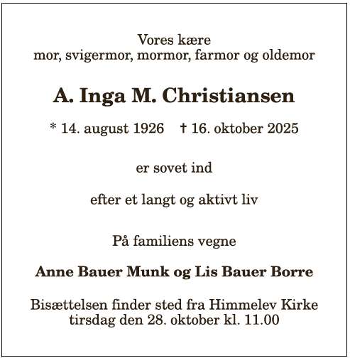 A. Inga M. Christiansen - 1210388512