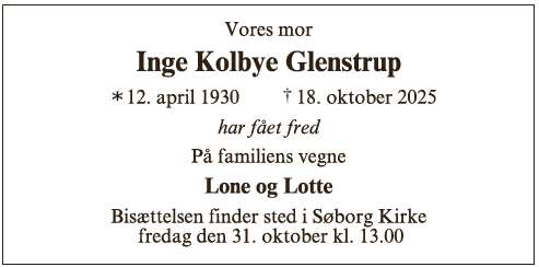 Inge Kolbye Glenstrup  - 68001