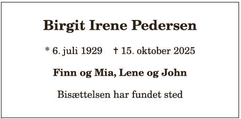 Birgit Irene Pedersen 1210388487