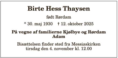 Birte Hess Thaysen - 1210388442
