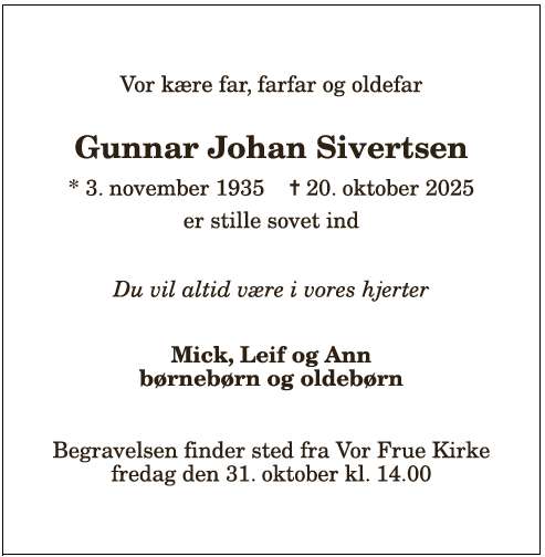 Gunnar Johan Sivertsen - 1210388983