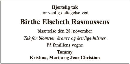 Hjertelig tak/Birthe Elsebeth Rasmussen