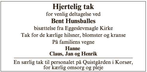 Bent Hunsballe - takannonce