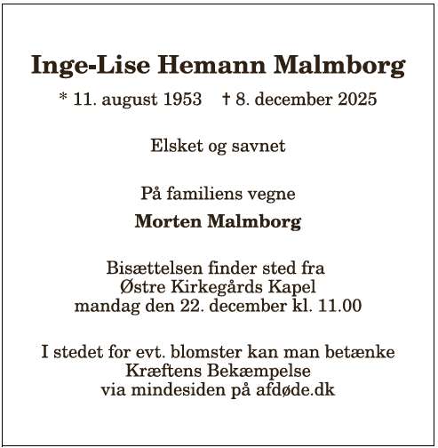 Inge-Lise Hemann Malmborg - 1210393882