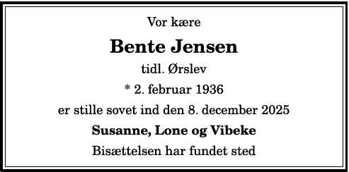 Bente Elinor Inge Jensen - 1210393855