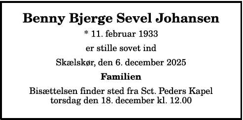 Benny Bjerg Sevel Johansen - 1210393998