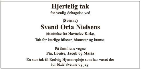 Svend Orla Nielsen /Hjertelig tak