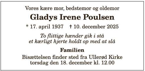 Gladys Irene Poulsen - 1210394182