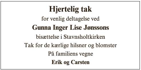 Gunna Inger Lise Jønsson - ID 69685