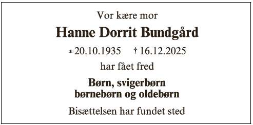 Hanne Dorrit Bundgård ID 69932