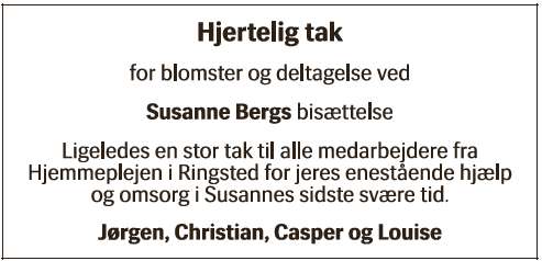 Susanne Berg - Takannonce