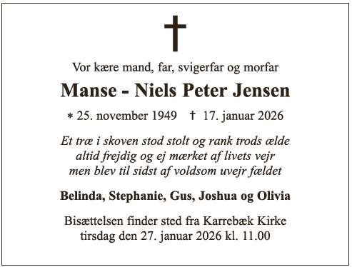 Dødsannonce - Niels Peter Jensen