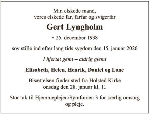 Dødsannonce - Gert Lyngholm
