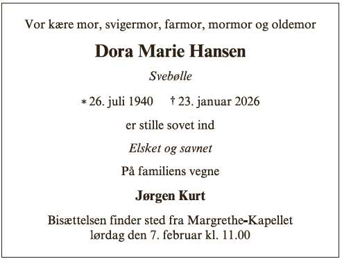 Dora Marie Hansen - ID 71072