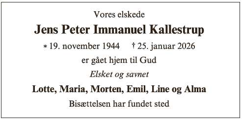 Jens Peter Immanuel Kallestrup -ID 71148