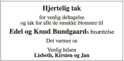 Edel og Knud Bundgaard - Tak