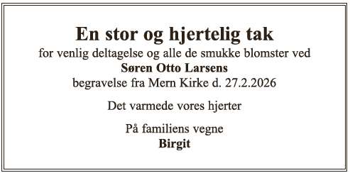 Takkeannonce - Søren Otto Larsen