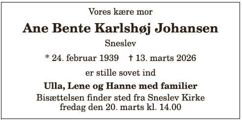Ane Bente Karlshøj Johansen - 1210404793