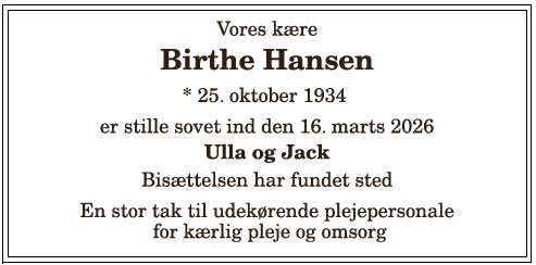 Birthe Margrethe Hansen - 1210404964