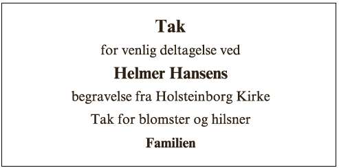 Hans Helmer Niels Hansen - ID 72795