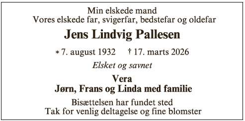 Jens Lindvig Pallesen - ID 72875