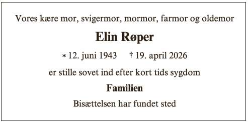 Elin Lis Sigrid Margrethe Røper ID:73888