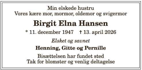 Birgit Elna Hansen - 1210407729