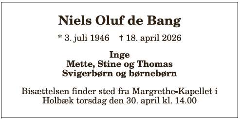 Niels Oluf de Bang - 1210408290