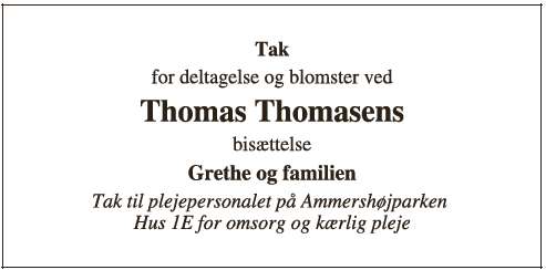 Thomas Thomasen - Takkeannonce