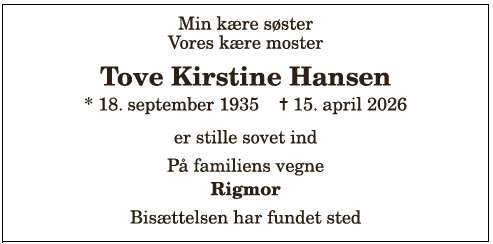 Tove Kirstine Hansen - 1210408231