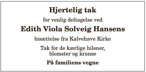 Edith Viola Solveig Hansen - 1210408858
