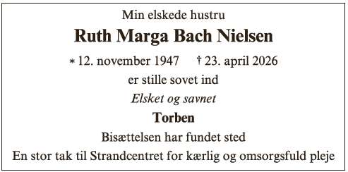 Ruth Marga Bach Nielsen ID: 73944