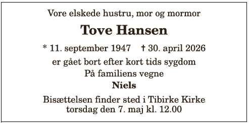 Tove Ulla Ilise Hansen - 1210409297