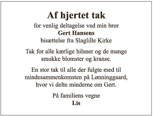 Takkeannonce - Gert Hansen