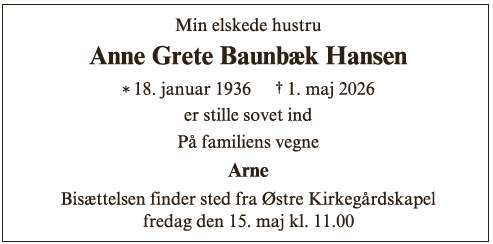 Anne Grete Baunbæk Hansen ID: 74254