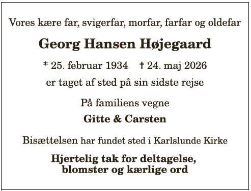 Georg Hansen Højegaard - 1210411616