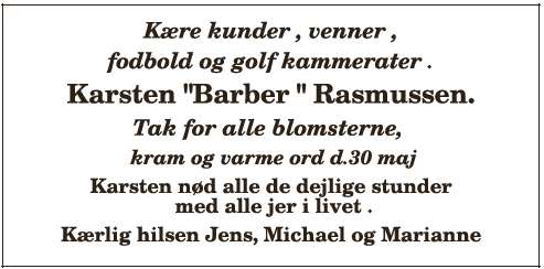 Karsten "Barber" Rasmussen ID: 21324