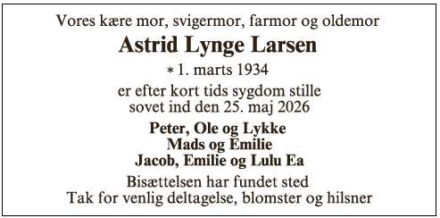 Astrid Bendtea Juliane Larsen ID 75104