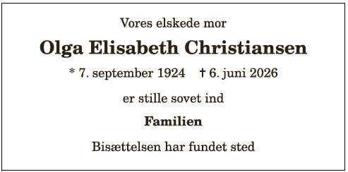 Olga Elisabeth Christiansen - 1210412717