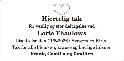 Lotte Thaulow -Takkeannonce ID: 21373