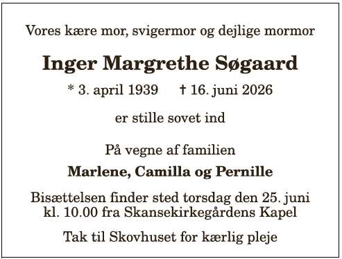 Inger Margrethe Søgaard - 1210413514