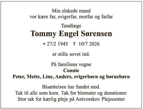 Dødsannonce - Tommy Engel Sørensen