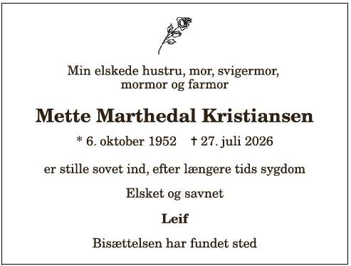 Mette Marthedal Kristiansen - 1210417231