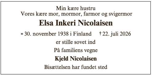 Elsa Inkeri Nicolaisen ID: 76871