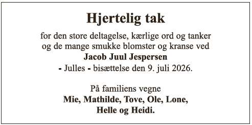 Jacob Juul Jespersen/Takkeannonce