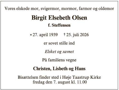 Birgit Elsebeth Olsen ID: 76923