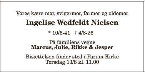 Ingelise Wedfeldt Nielsen ID: 21752